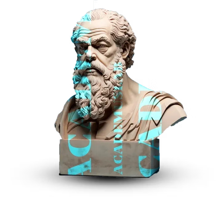 Busto de Sócrates com o título do Guia Socrático